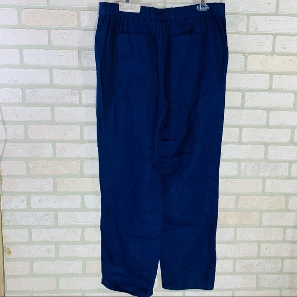 Chico’s NWT Linen Elastic Straight Leg Pull on Pants in Eclipse Blue Size 2T - Picture 4 of 11
